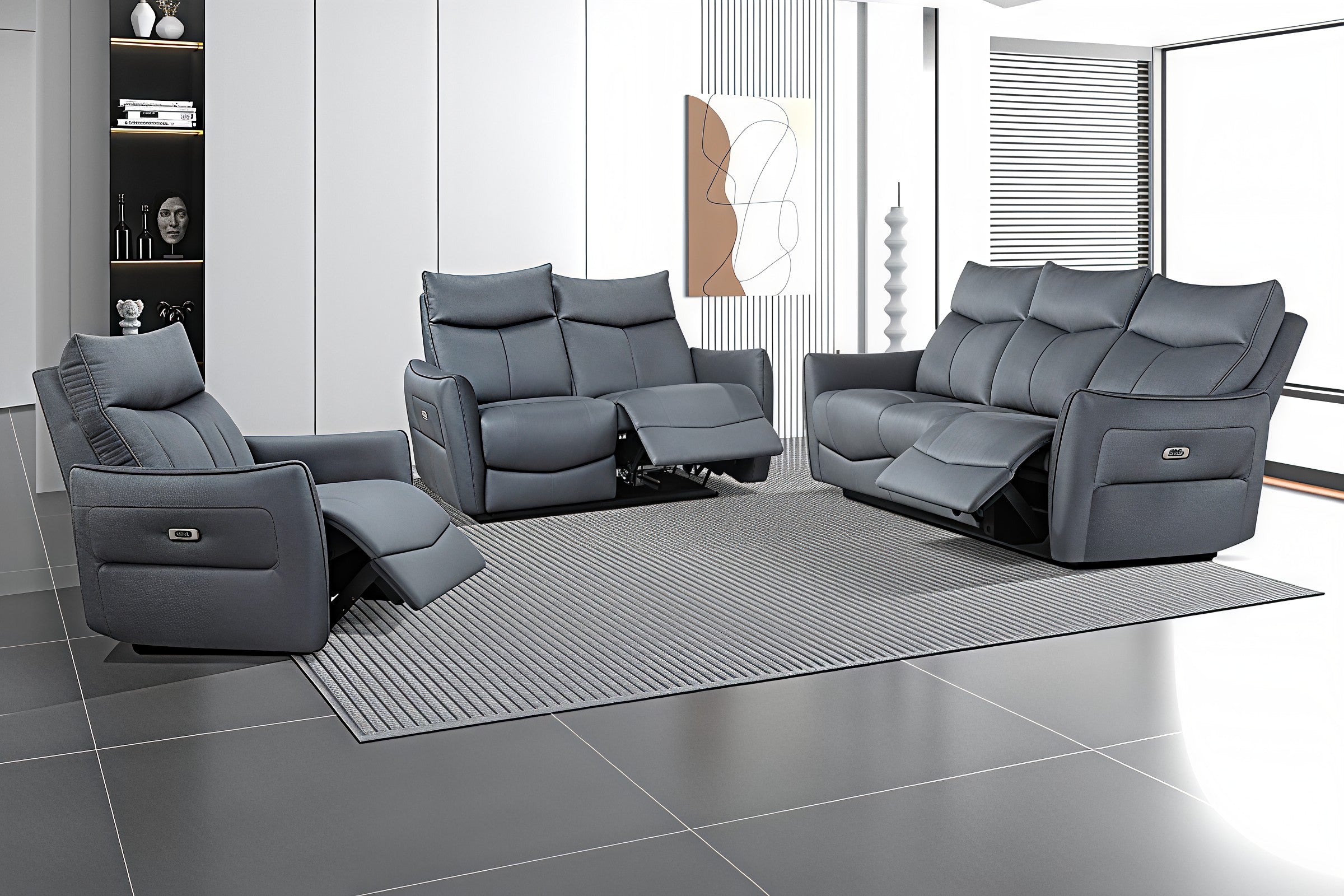 LUCERNE ÉLITE™ – POWER RECLINING CHENILLE SOFA SET – T1119