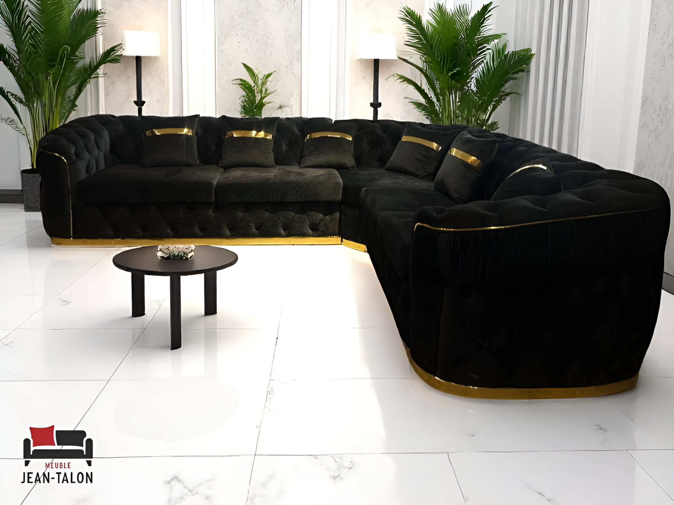 Canapé d'angle luxueux en velours beige DreamVelvet™ – 6198