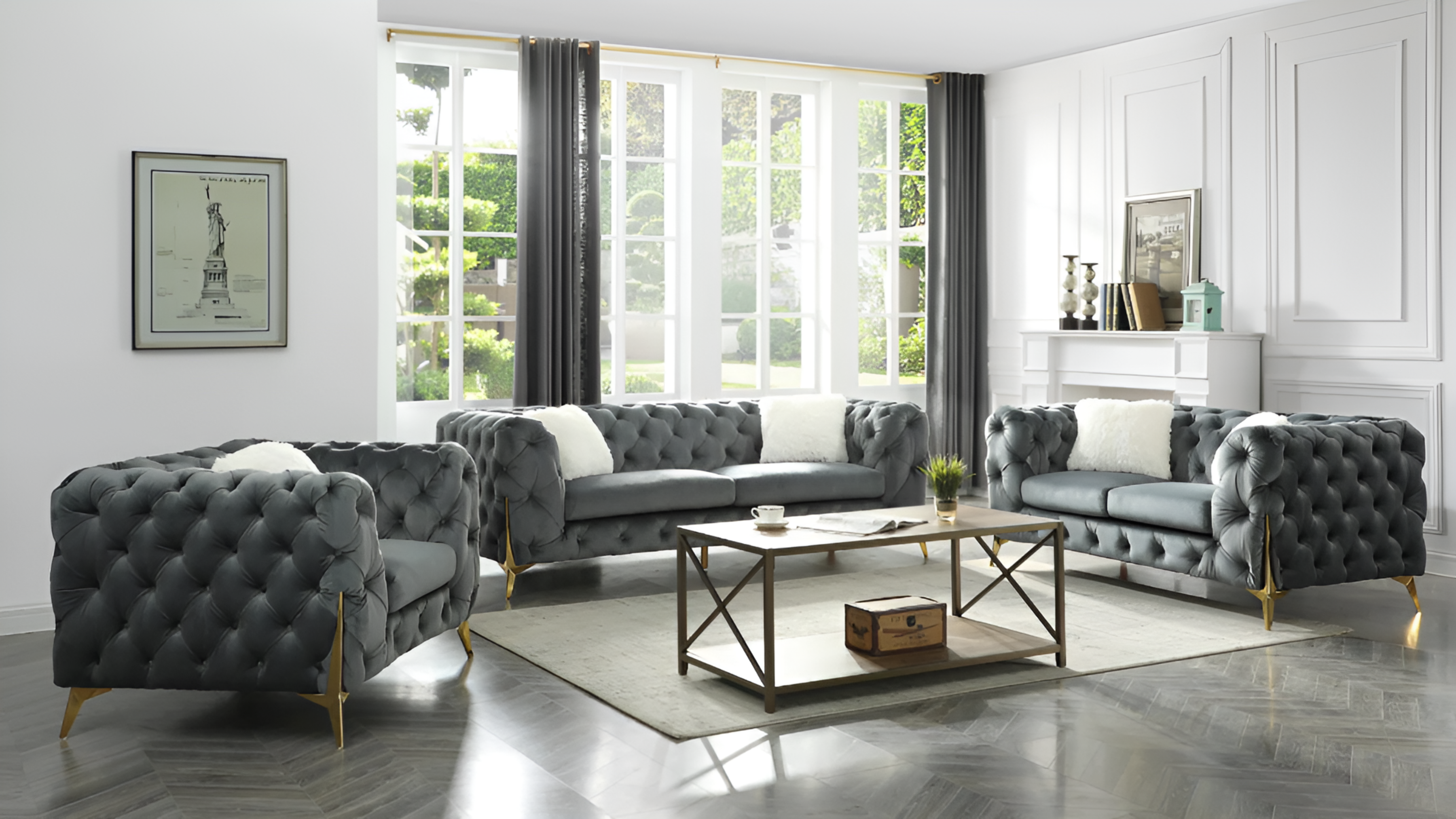 RolaCurve™ 3‑Piece Tufted Velvet Sofa Collection – 6090
