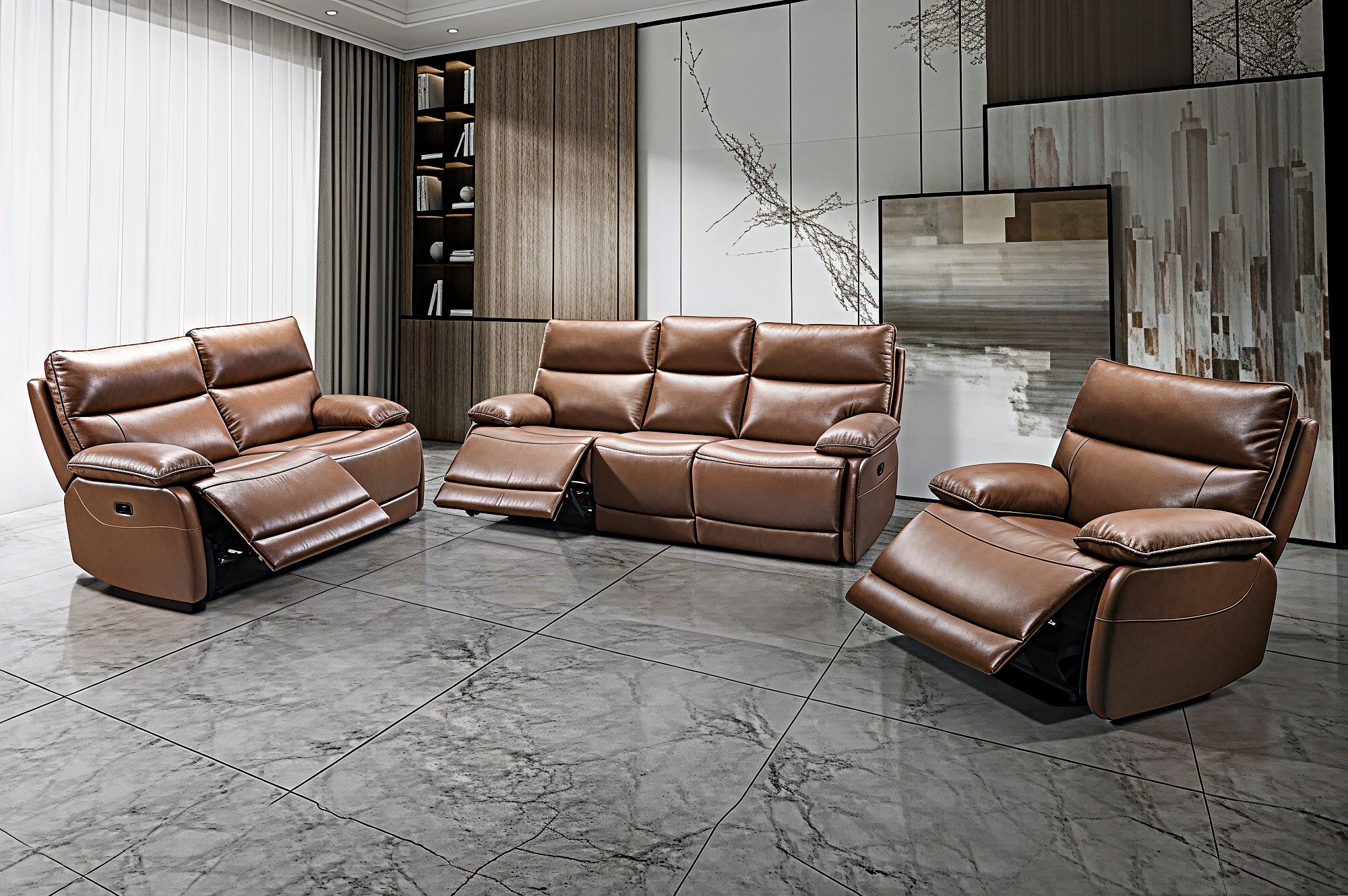 VALENZA IMPERIO™ – FULL GRAIN POWER RECLINING SOFA SET – T1117