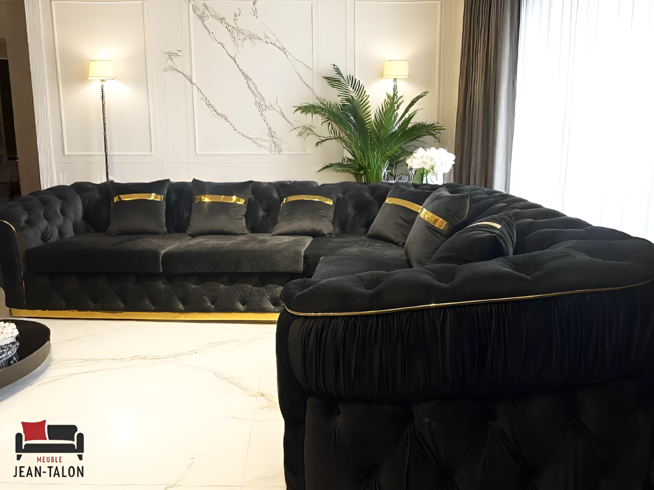 Canapé d'angle luxueux en velours beige DreamVelvet™ – 6198