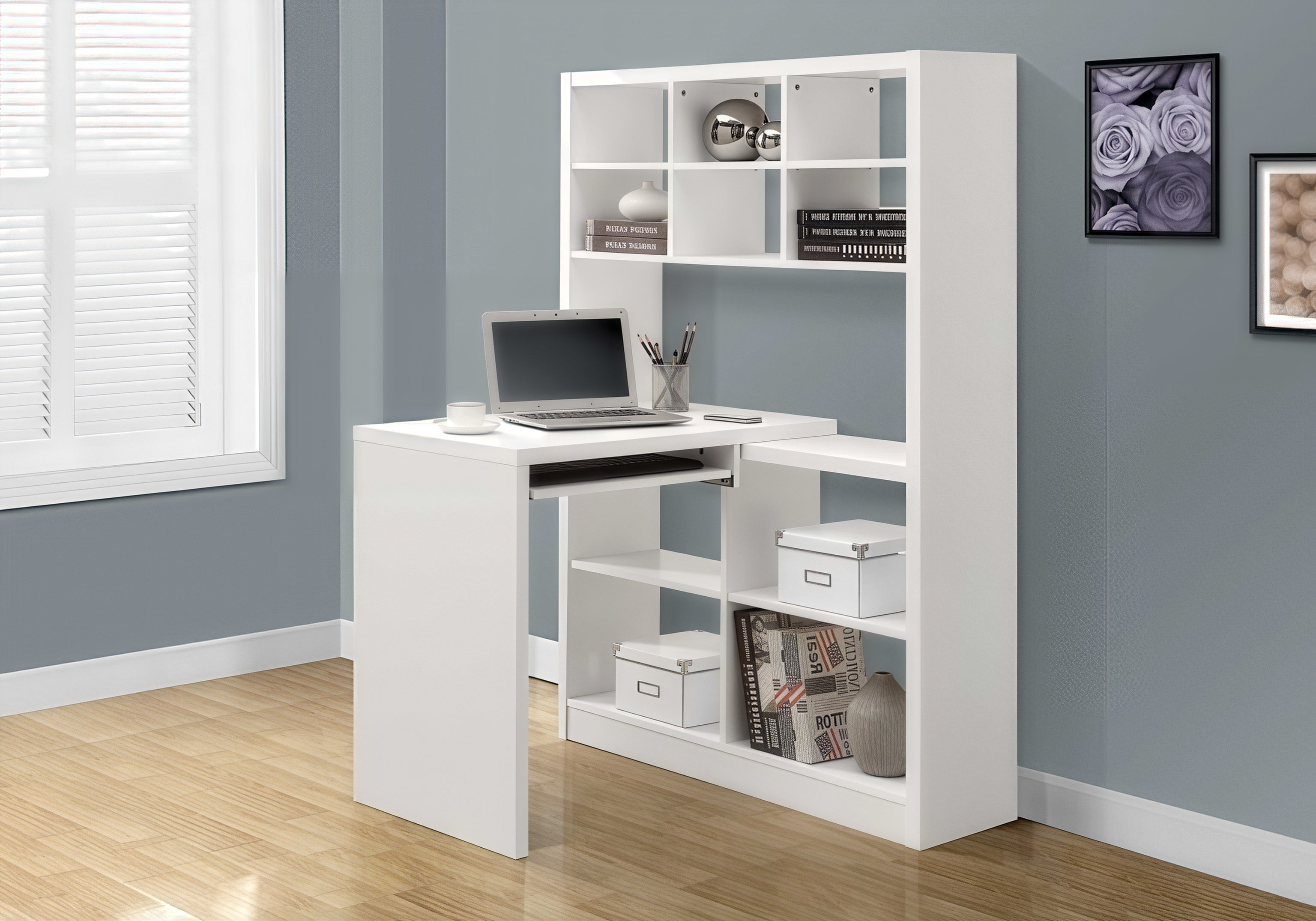 STRAVION™ – L-SHAPED CORNER COMPUTER DESK WITH BOOKCASE – I 7022