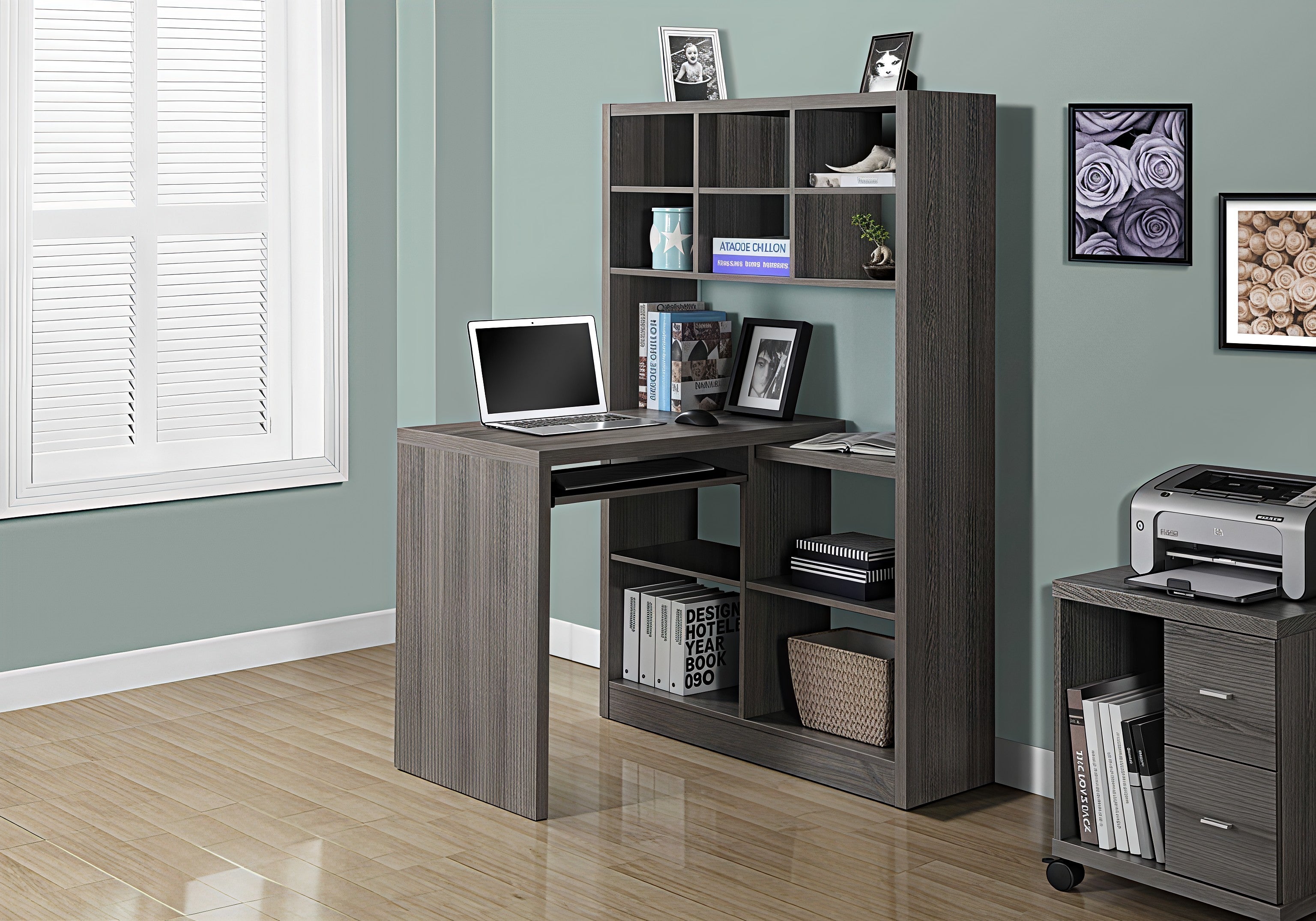 STRAVION™ – L-SHAPED CORNER COMPUTER DESK WITH BOOKCASE – I 7022