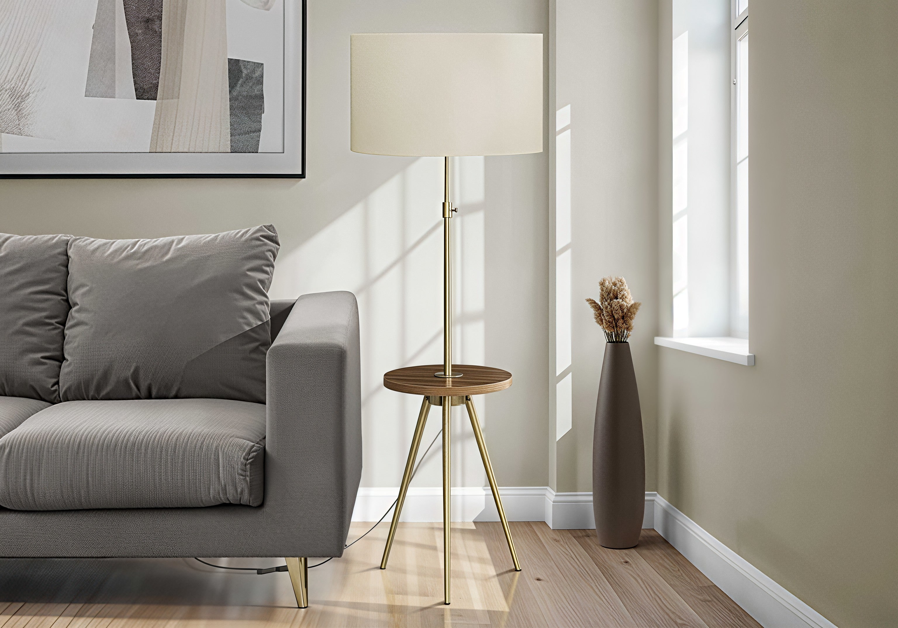 VÉRONA PIVOT™ – MODERN TRIPOD FLOOR LAMP WITH SHELF & USB – I 9745