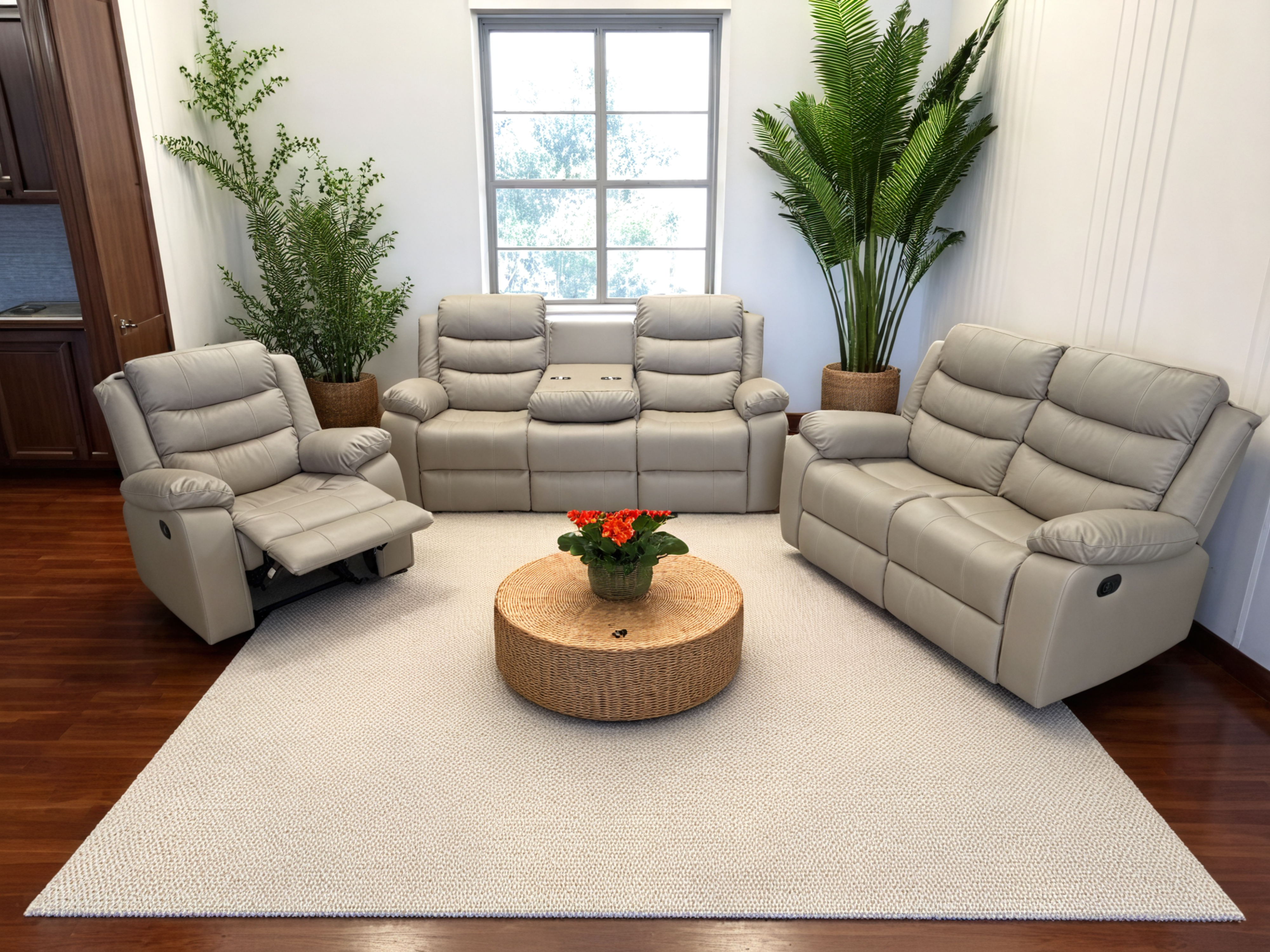 ModenaLeather™ 3‑Piece Manual Reclining Leather Sofa Collection – 7006