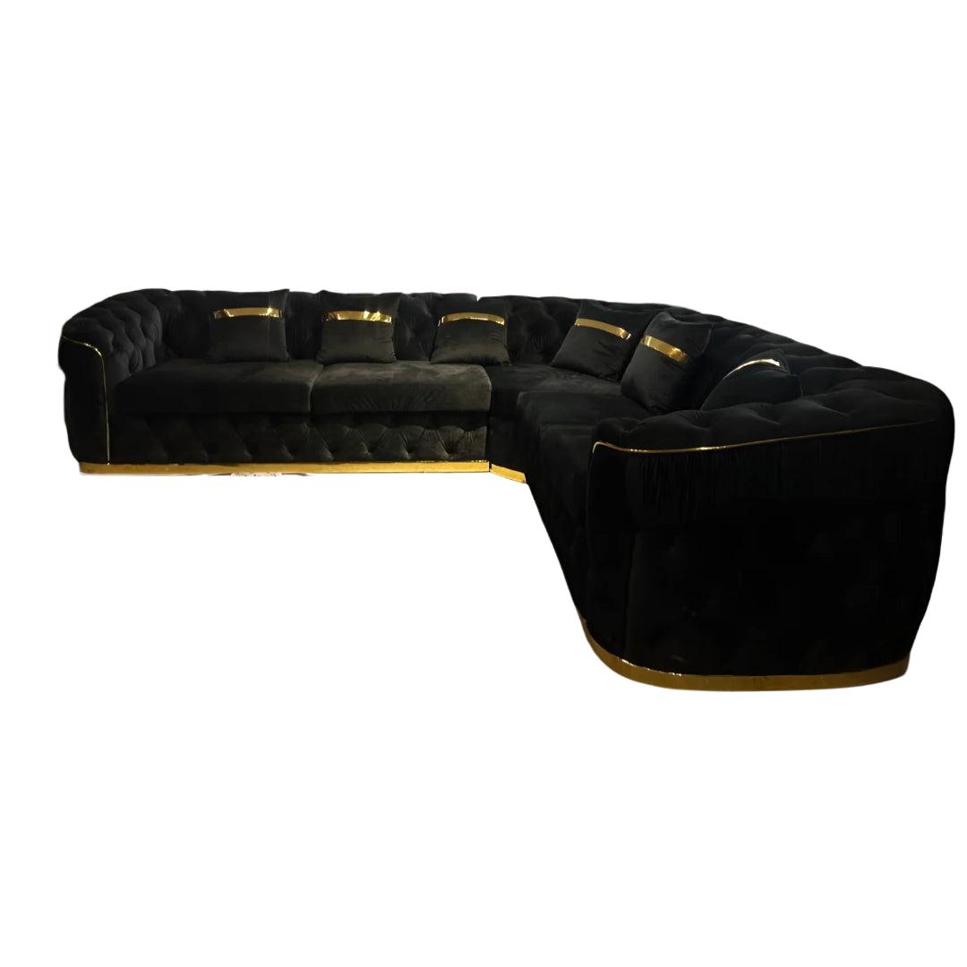 Canapé d'angle luxueux en velours beige DreamVelvet™ – 6198