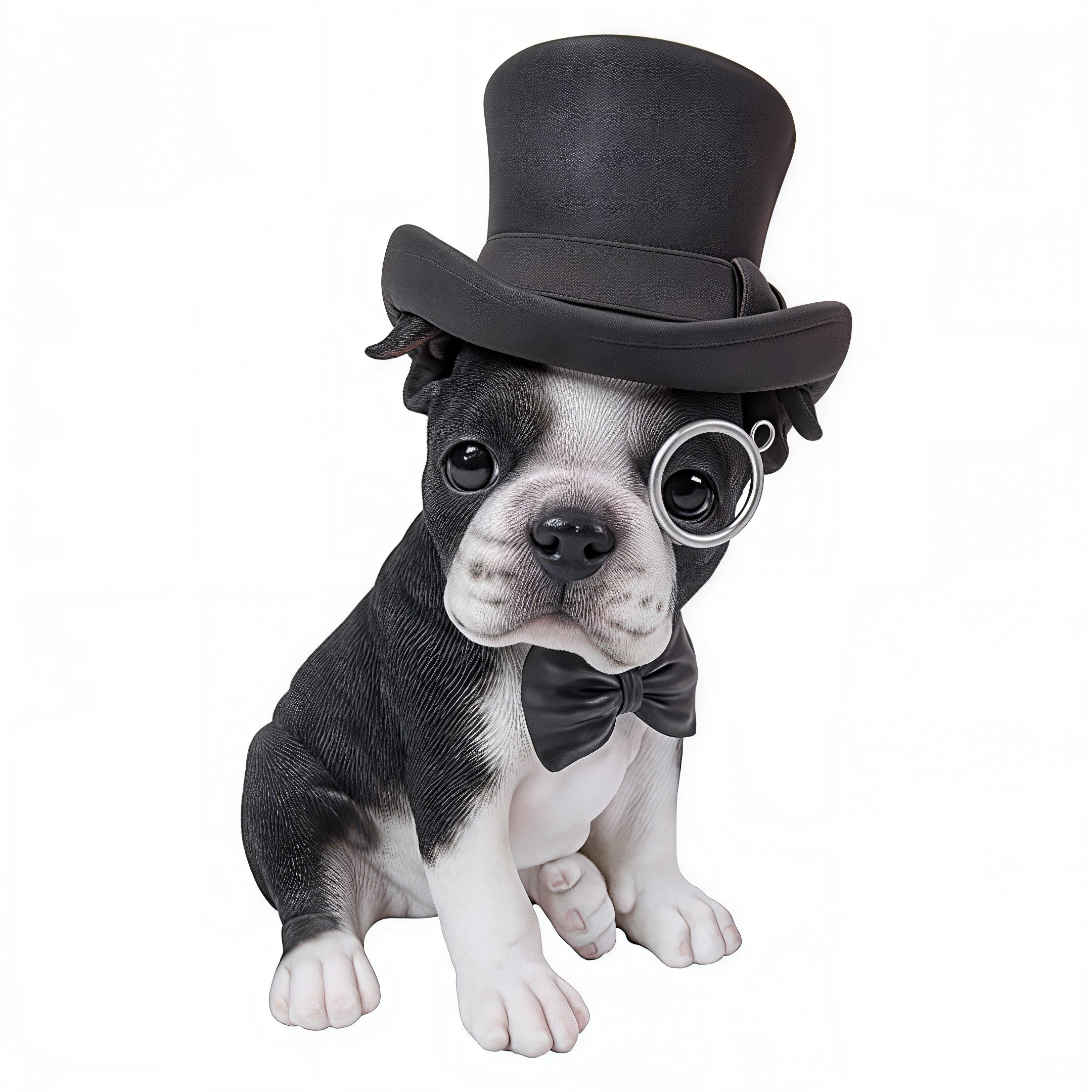 BOSTON TERRIER™ – TOP HAT, SPECTACLE & BOW TIE STATUE – 87702-B