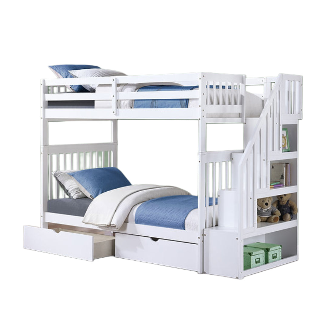 EVEREST WOOD™ – SINGLE OVER SINGLE STAIRCASE BUNK BED – B-1845